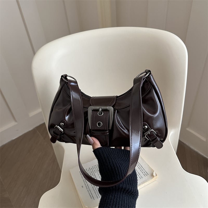 Geantă de umăr casual modernă pentru femei, în formă de dumpling, primăvara 2026, material PU