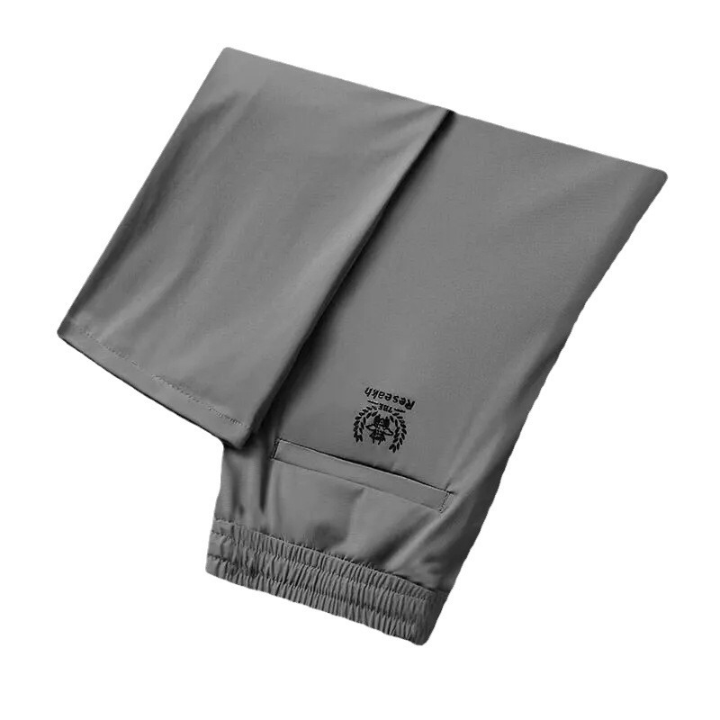 Pantaloni bărbați din ice silk, talie elastică, croi lejer, pantaloni sport subțiri casual de vară