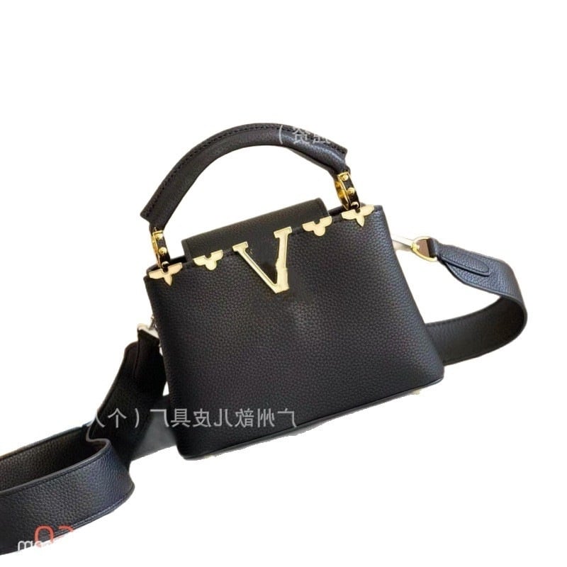 Geantă de umăr din piele naturală pentru femei, crossbody, cu design Capucines floral