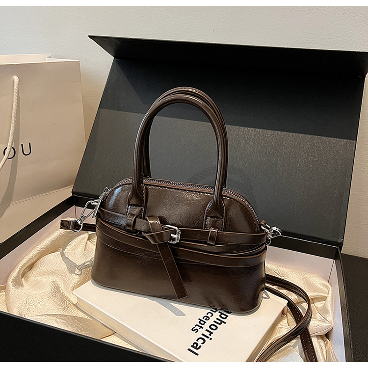 Geantă roșie pentru femei, toamnă-iarnă, stil cochilie, PU, mărime medie, pentru umăr sau crossbody, design minimalist