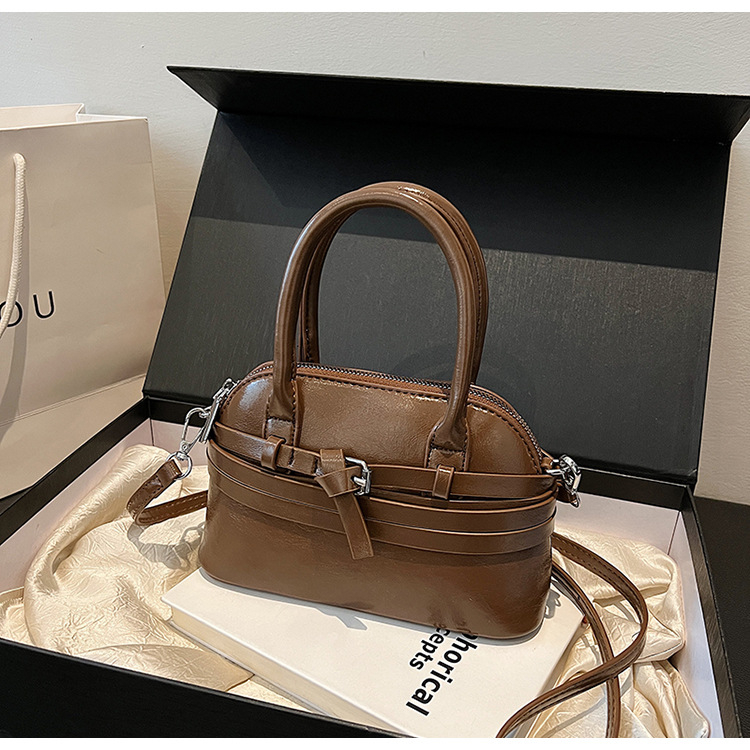 Geantă roșie pentru femei, toamnă-iarnă, stil cochilie, PU, mărime medie, pentru umăr sau crossbody, design minimalist