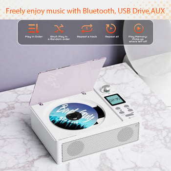 Player CD/MP3 portabil cu difuzor Bluetooth și radio FM