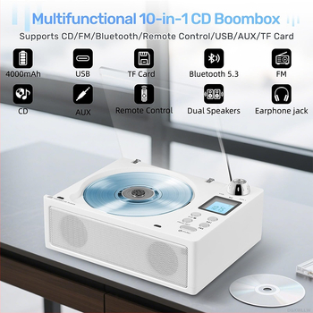 Prenosný CD/MP3 prehrávač s Bluetooth reproduktorom a FM rádiom