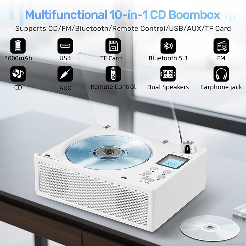 Prenosný CD/MP3 prehrávač s Bluetooth reproduktorom a FM rádiom