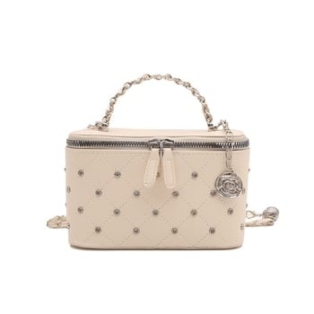 Geantă bucket cu lanț, croi quilt, stil tweed, vară 2025, mică și elegantă, pentru umăr