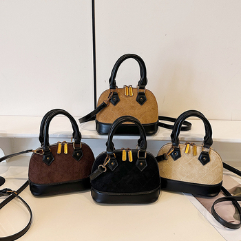 Geantă de damă premium, model 2025, quilt nou în rombi, geantă crossbody cu formă de scoică, PU velur
