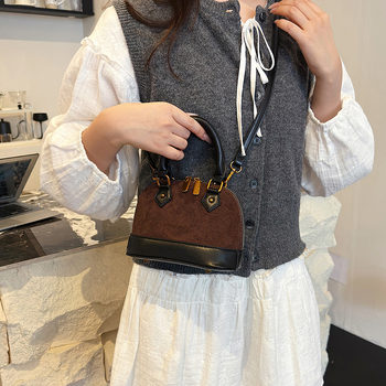 Geantă de damă premium, model 2025, quilt nou în rombi, geantă crossbody cu formă de scoică, PU velur