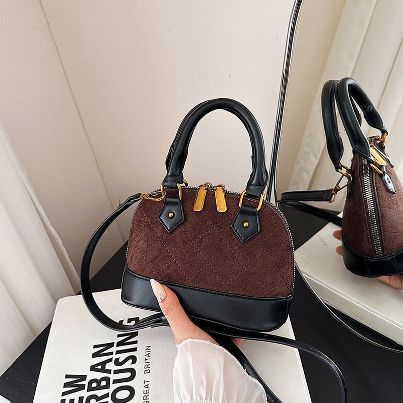 Geantă de damă premium, model 2025, quilt nou în rombi, geantă crossbody cu formă de scoică, PU velur