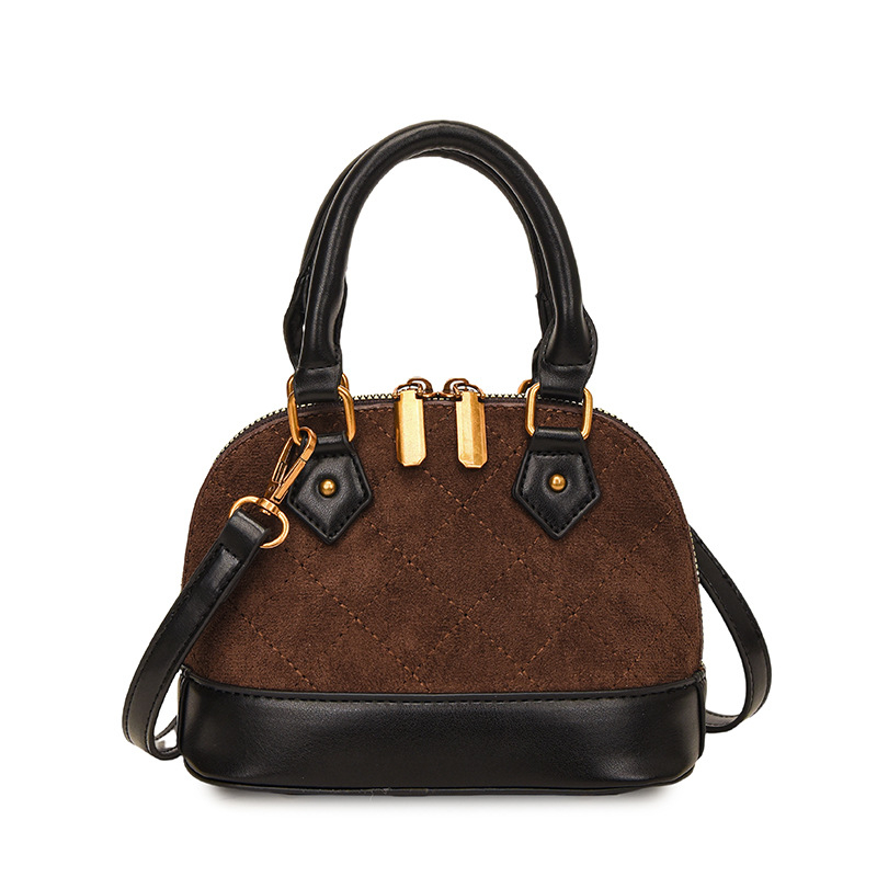 Geantă de damă premium, model 2025, quilt nou în rombi, geantă crossbody cu formă de scoică, PU velur