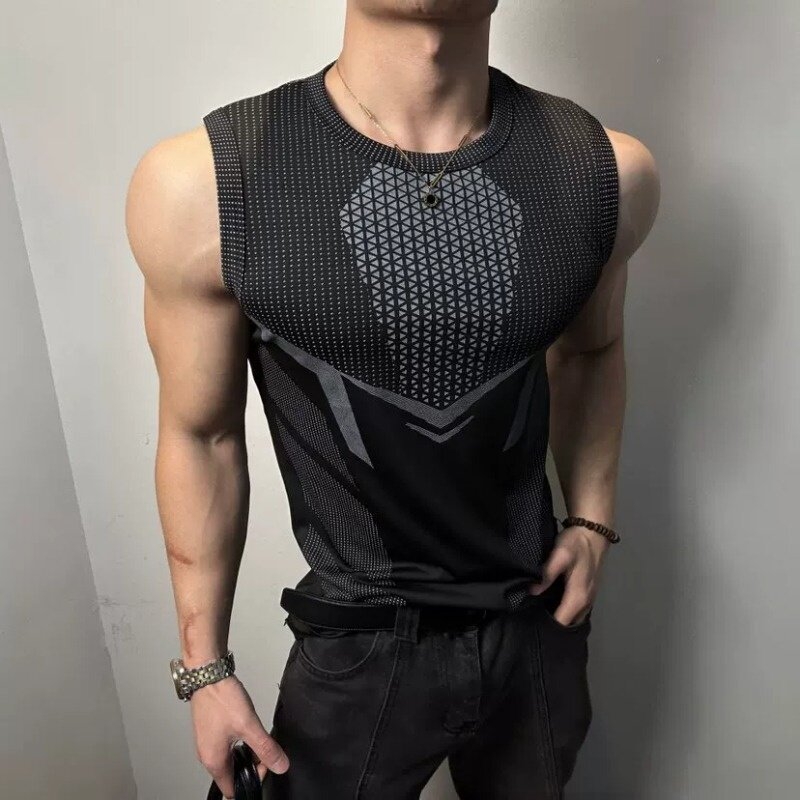 Tricou fără mâneci sport pentru bărbați, uscare rapidă, stil premium de vară, model 2026, tricou elastic pentru antrenament