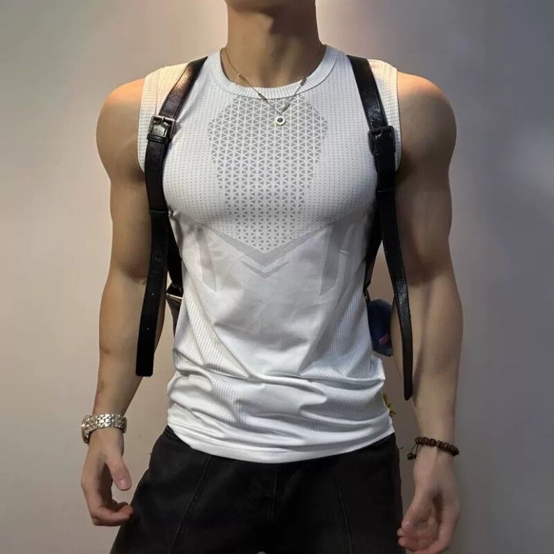 Tricou fără mâneci sport pentru bărbați, uscare rapidă, stil premium de vară, model 2026, tricou elastic pentru antrenament