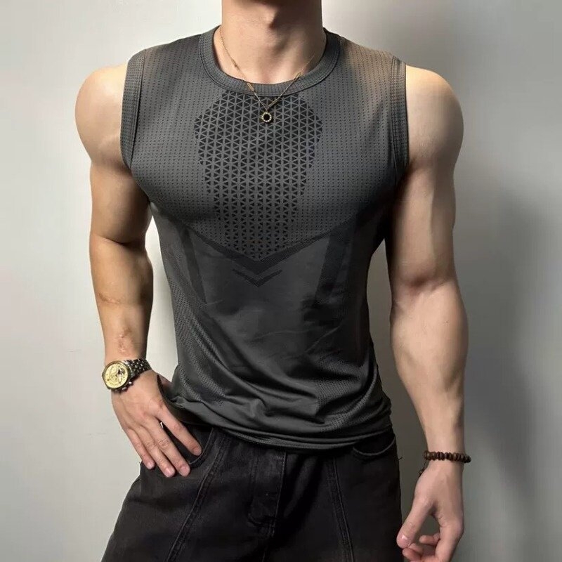 Tricou fără mâneci sport pentru bărbați, uscare rapidă, stil premium de vară, model 2026, tricou elastic pentru antrenament