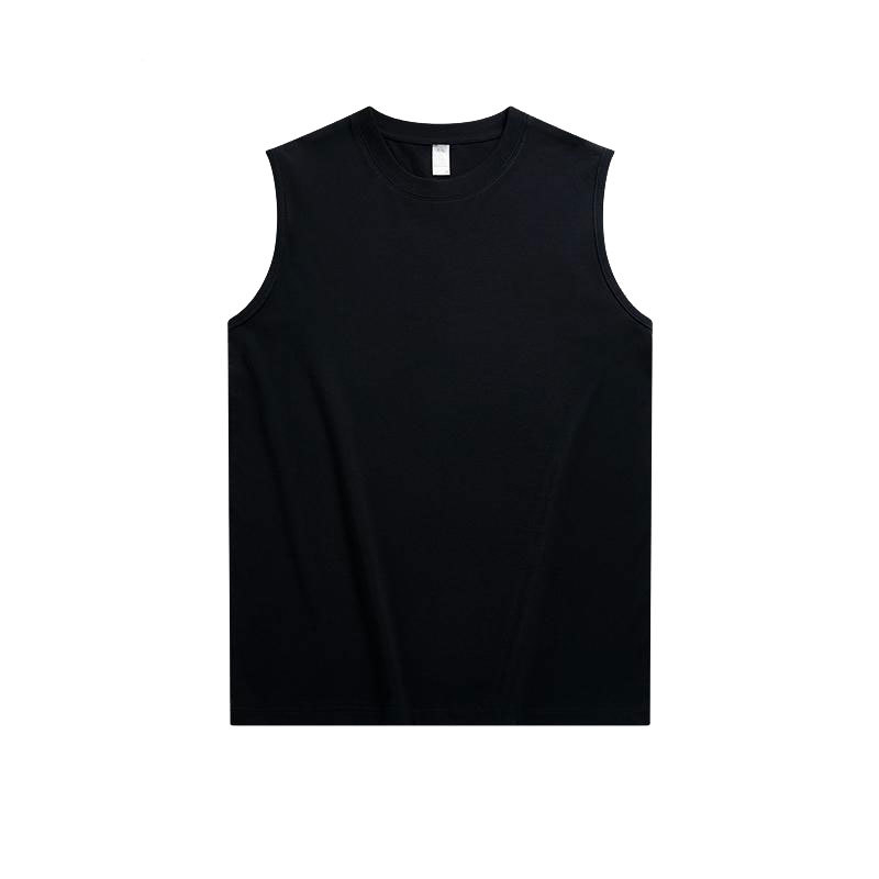 2025 Top fără mâneci din bumbac 100%, culoare solidă, guler rotund, model de bază, unisex, vară
