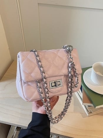 Geantă quilted cu lanț inspirată de Chanel pentru femei, mini geantă de umăr crossbody, senzație de lux, versatilă și la modă