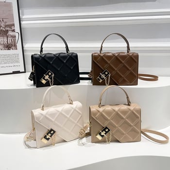 Geantă mică cu lanț, în stil coreean, model quilt diamant, formă pătrată, crossbody, 2025 nou, PU material, textură modernă