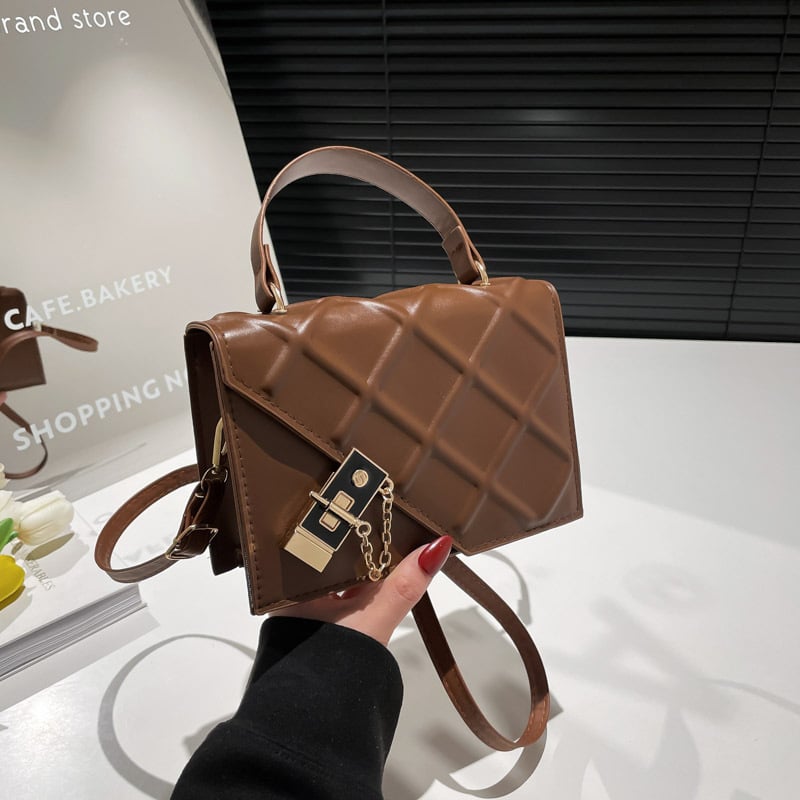 Geantă mică cu lanț, în stil coreean, model quilt diamant, formă pătrată, crossbody, 2025 nou, PU material, textură modernă