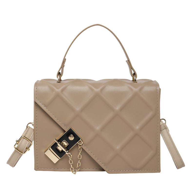 Geantă mică cu lanț, în stil coreean, model quilt diamant, formă pătrată, crossbody, 2025 nou, PU material, textură modernă