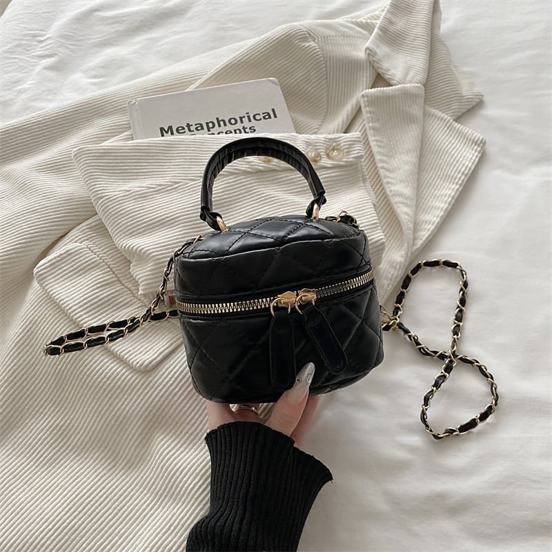 Geantă de damă cu broderie, în formă de cutie, capacitate mare, curea din lanț pentru umăr sau crossbody, pentru femei