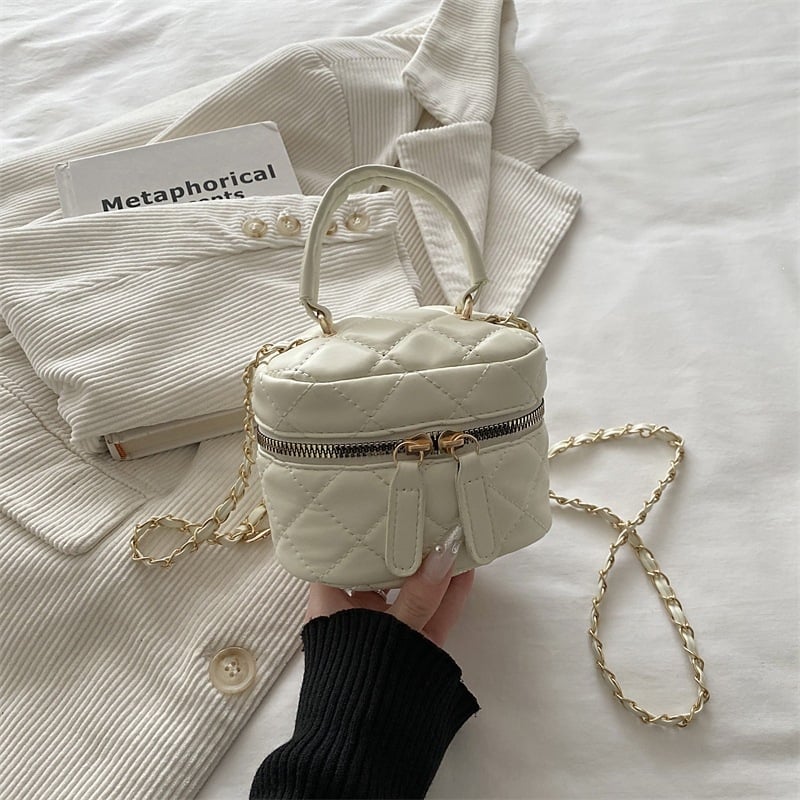 Geantă de damă cu broderie, în formă de cutie, capacitate mare, curea din lanț pentru umăr sau crossbody, pentru femei