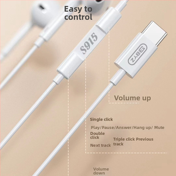 Stereo slúchadlá s káblom typu C s digitálnym čipom, kompatibilné s iPhone 15, model S915