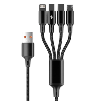6A 4-u-1 pleteni kabel za punjenje za iPhone 16 i Huawei uređaje, USB-C/Micro USB/Mini USB brzo punjenje, duljina 1,2 m
