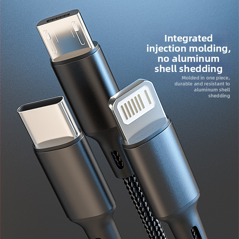 6A opletený nabíjací kábel 4 v 1 pre iPhone 16 a zariadenia Huawei, rýchle nabíjanie USB-C, Micro-USB a Mini-USB, 1,2 m