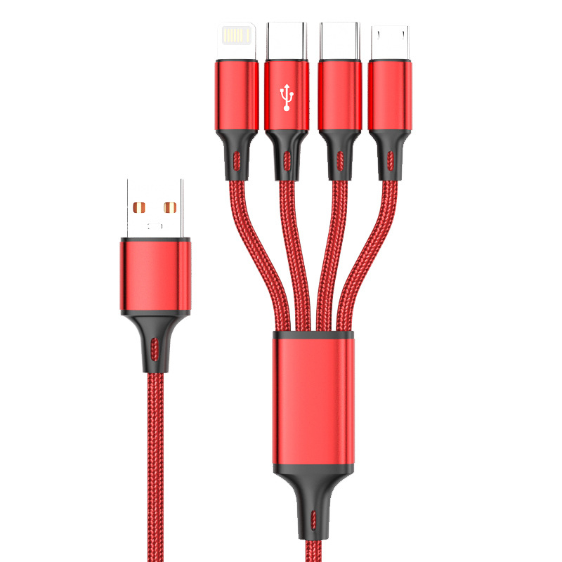 6A 4-u-1 pleteni kabel za punjenje za iPhone 16 i Huawei uređaje, USB-C/Micro USB/Mini USB brzo punjenje, duljina 1,2 m