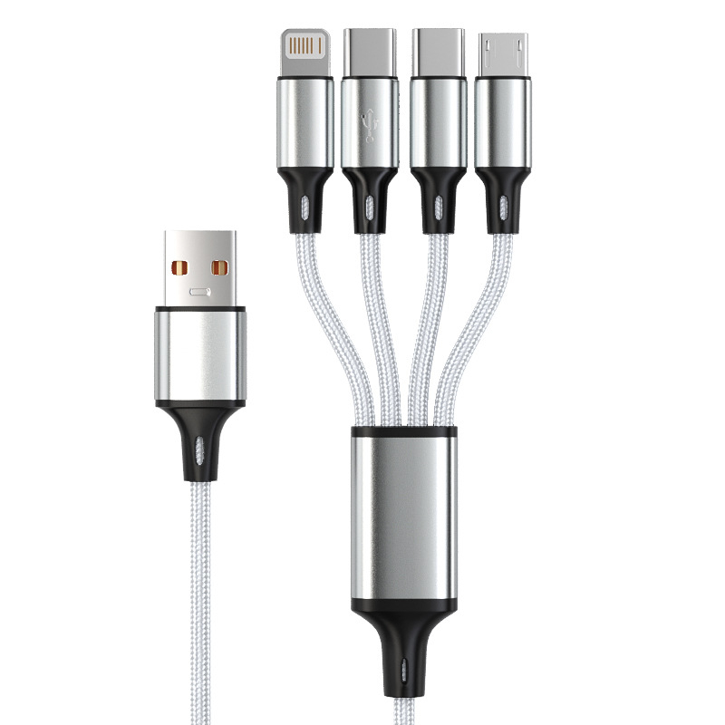 6A 4-u-1 pleteni kabel za punjenje za iPhone 16 i Huawei uređaje, USB-C/Micro USB/Mini USB brzo punjenje, duljina 1,2 m