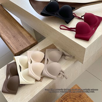 Sutien fără arc, cupe rotunde, subțire, push-up, cupă 1/2, pentru purtare în straturi