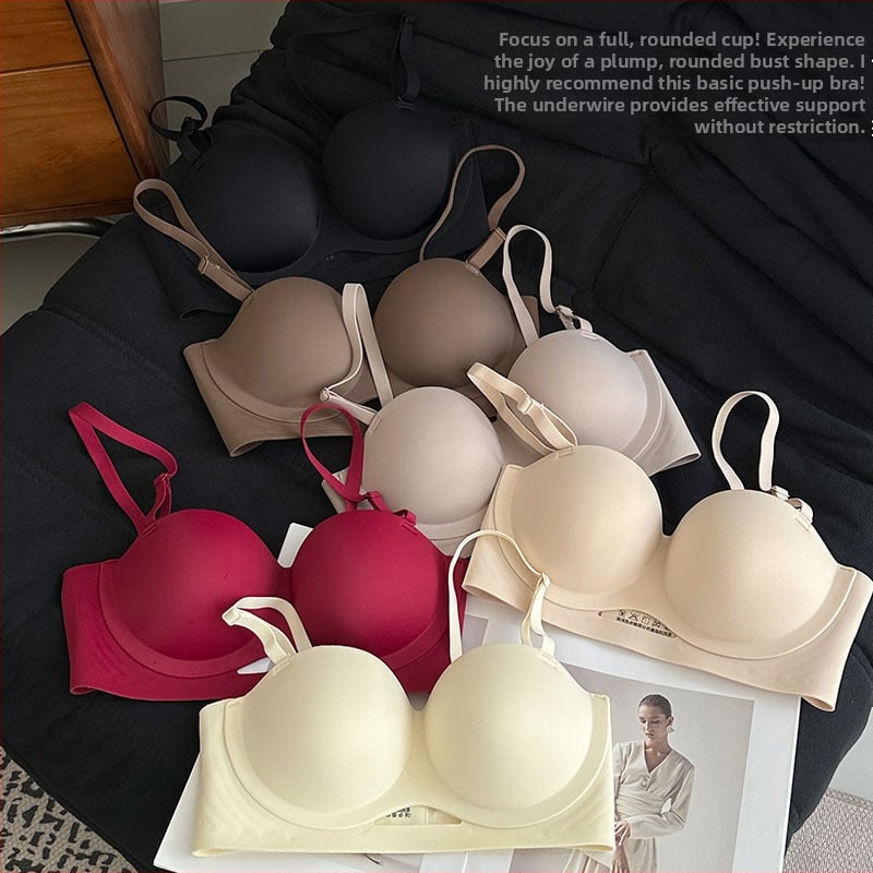 Sutien fără arc, cupe rotunde, subțire, push-up, cupă 1/2, pentru purtare în straturi