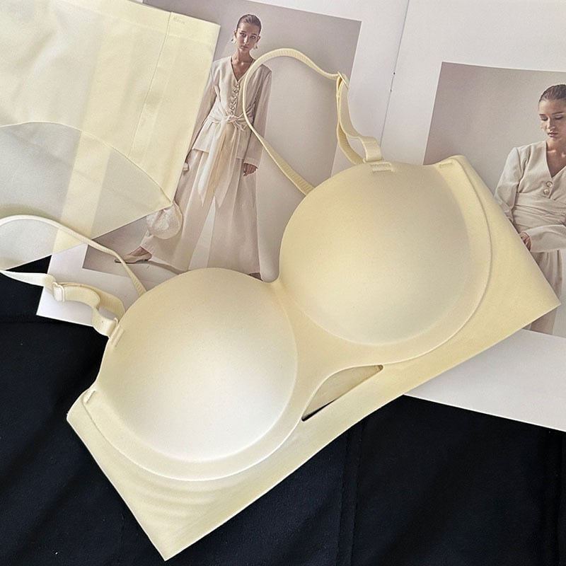 Sutien fără arc, cupe rotunde, subțire, push-up, cupă 1/2, pentru purtare în straturi