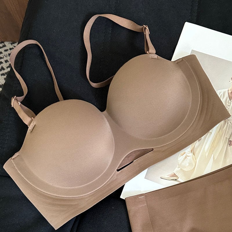 Sutien fără arc, cupe rotunde, subțire, push-up, cupă 1/2, pentru purtare în straturi