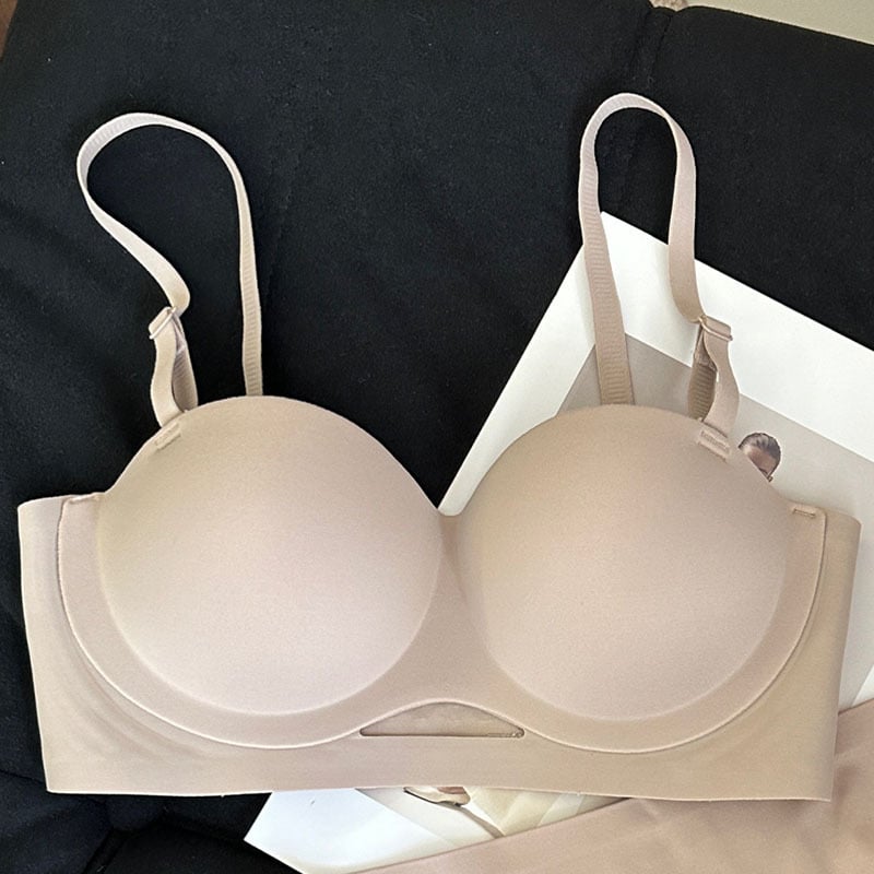 Sutien fără arc, cupe rotunde, subțire, push-up, cupă 1/2, pentru purtare în straturi