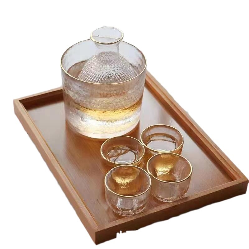 Set de pahare din sticlă pentru uz casnic, decantor transparent pentru băuturi spirtoase și set de saké, stil minimalist