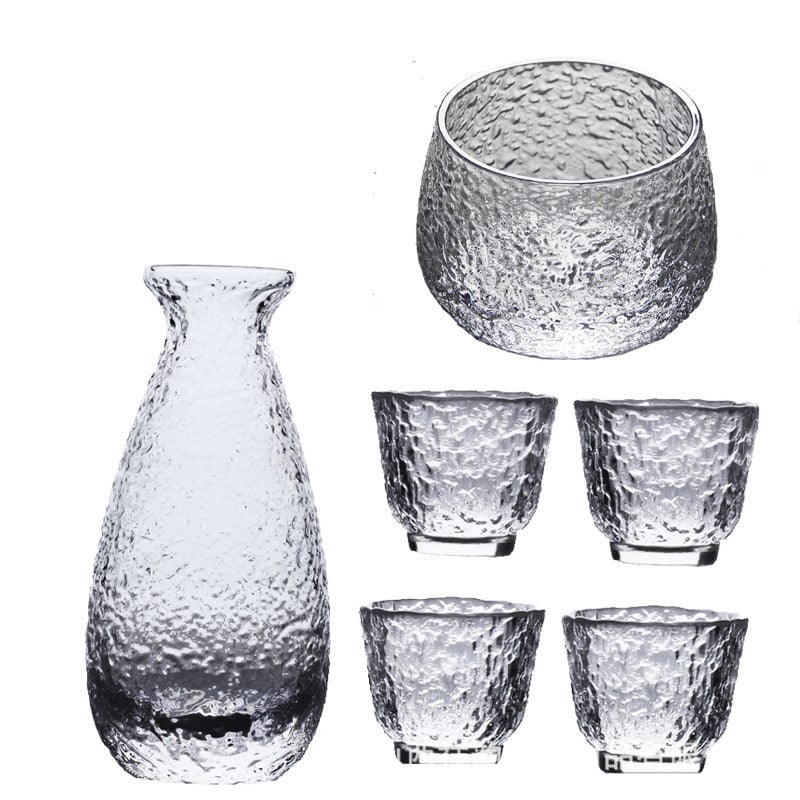 Set de pahare din sticlă pentru uz casnic, decantor transparent pentru băuturi spirtoase și set de saké, stil minimalist