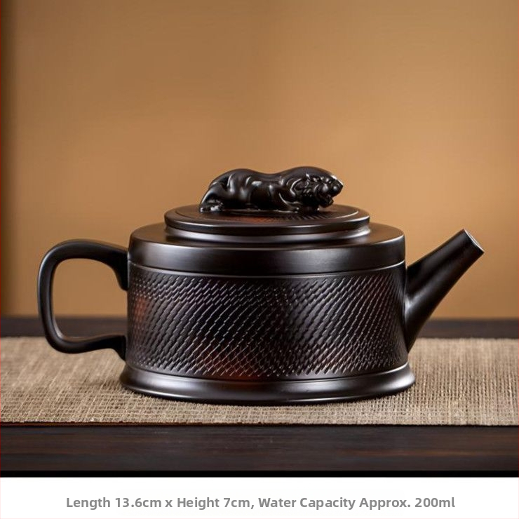Ceainic lucrat manual din lut mov cu design cu pattern de cuțit, capacitate mare, pentru birou, stil retro, cadou de înaltă clasă, set de ceai Kung Fu, model B5