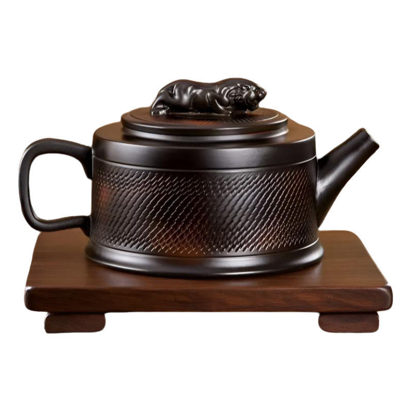 Ceainic lucrat manual din lut mov cu design cu pattern de cuțit, capacitate mare, pentru birou, stil retro, cadou de înaltă clasă, set de ceai Kung Fu, model B5