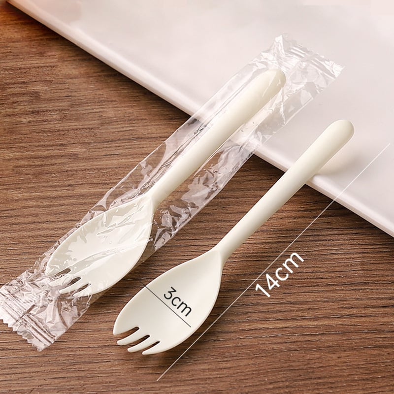 Tacâmuri din plastic de unică folosință pentru fructe și deserturi, ambalate individual