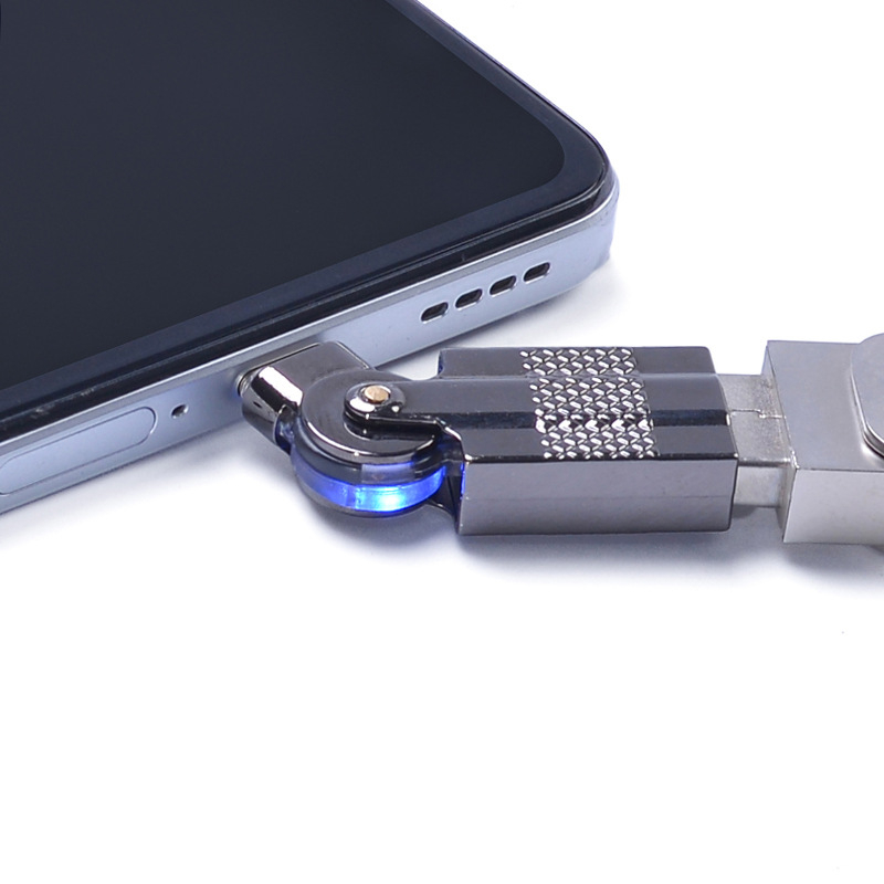 Adaptor rotativ din aliaj de zinc USB-A femelă către USB-C masculin, pentru încărcare și transfer de date, 3A