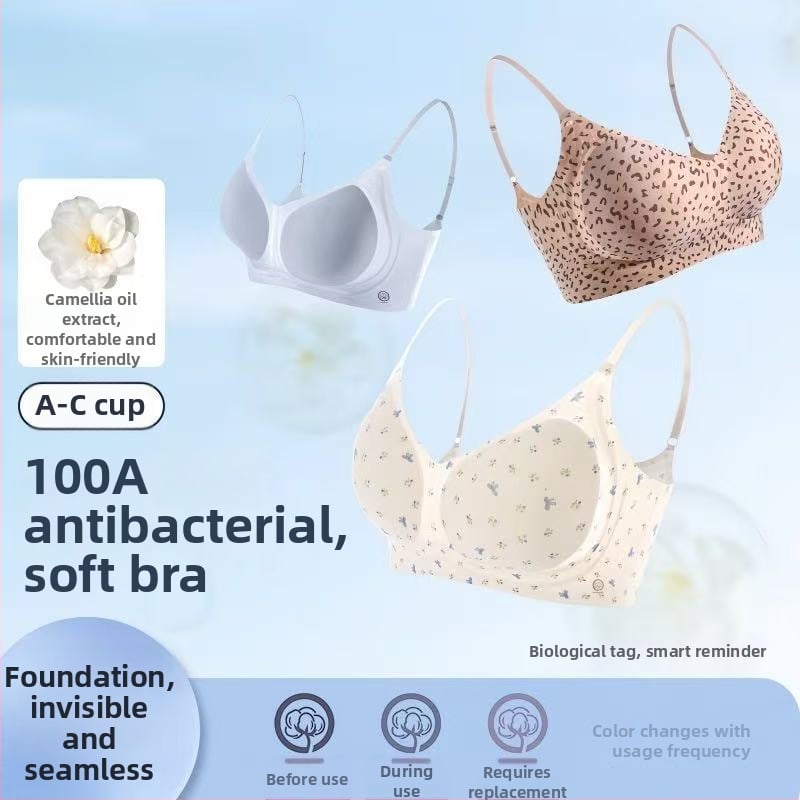 Lenjerie Camellia Flower Soufflé pentru femei, sutien fără cusături, spate respirabil, susținere și ridicare pentru sân mic, design răcoros și subțire