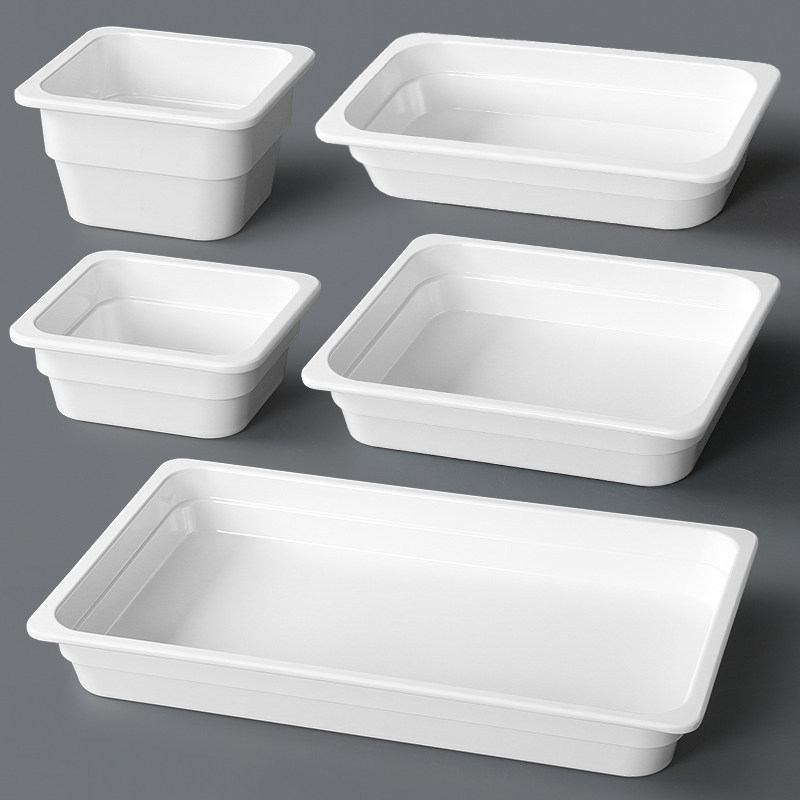 Tavă de servire din melamină pentru hot pot, farfurie albă dreptunghiulară