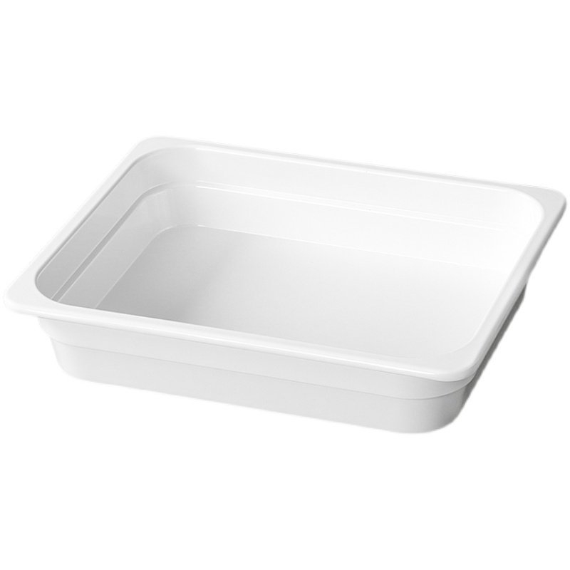 Tavă de servire din melamină pentru hot pot, farfurie albă dreptunghiulară