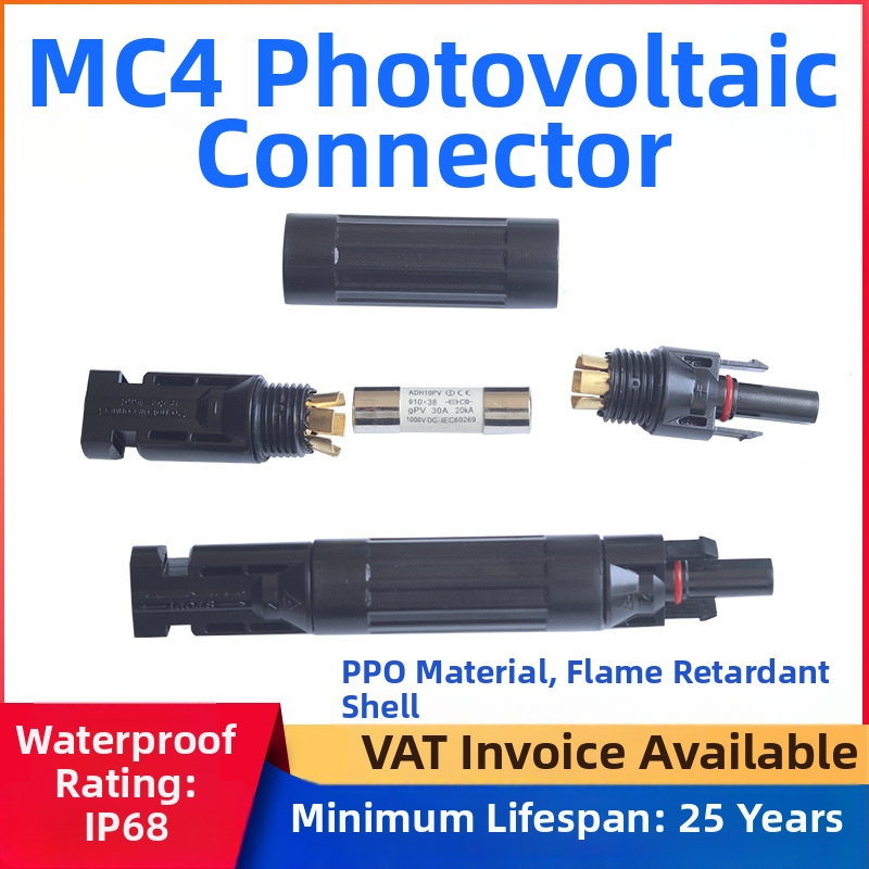 Fotovoltaický poistkový konektor MC4 s poistkovou trubicou 30 A