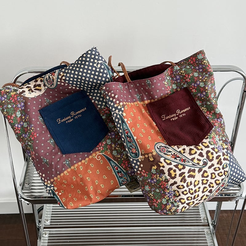 Geantă tote din corduroy cu două fețe pentru femei, capacitate mare, versatilă, la modă, retro, casual, curea de umăr pentru muncă și navetă
