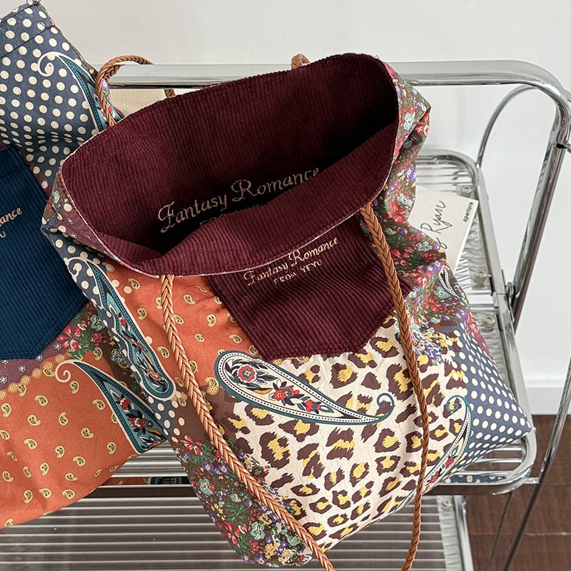 Geantă tote din corduroy cu două fețe pentru femei, capacitate mare, versatilă, la modă, retro, casual, curea de umăr pentru muncă și navetă