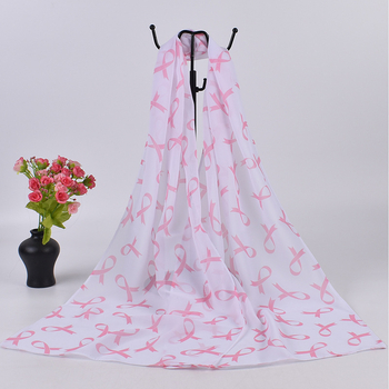 Șal din chiffon pentru femei, cu imprimeu cu fundă, ușor și respirabil, 150×35 cm, 100% poliester