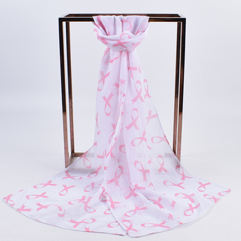 Șal din chiffon pentru femei, cu imprimeu cu fundă, ușor și respirabil, 150×35 cm, 100% poliester