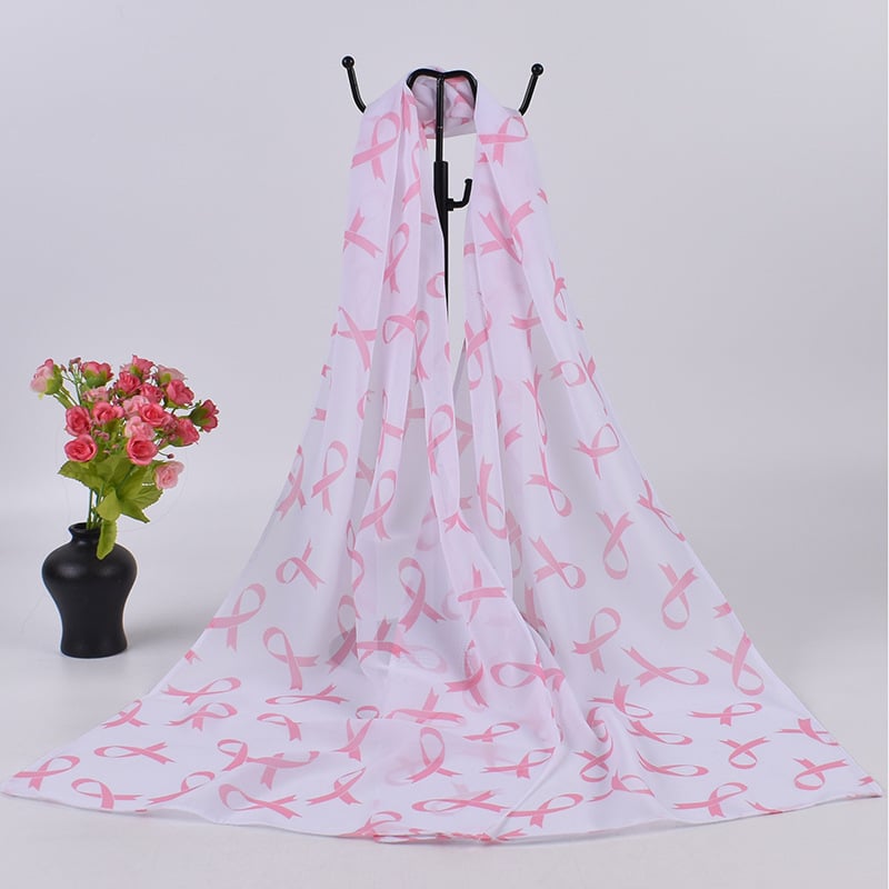 Șal din chiffon pentru femei, cu imprimeu cu fundă, ușor și respirabil, 150×35 cm, 100% poliester