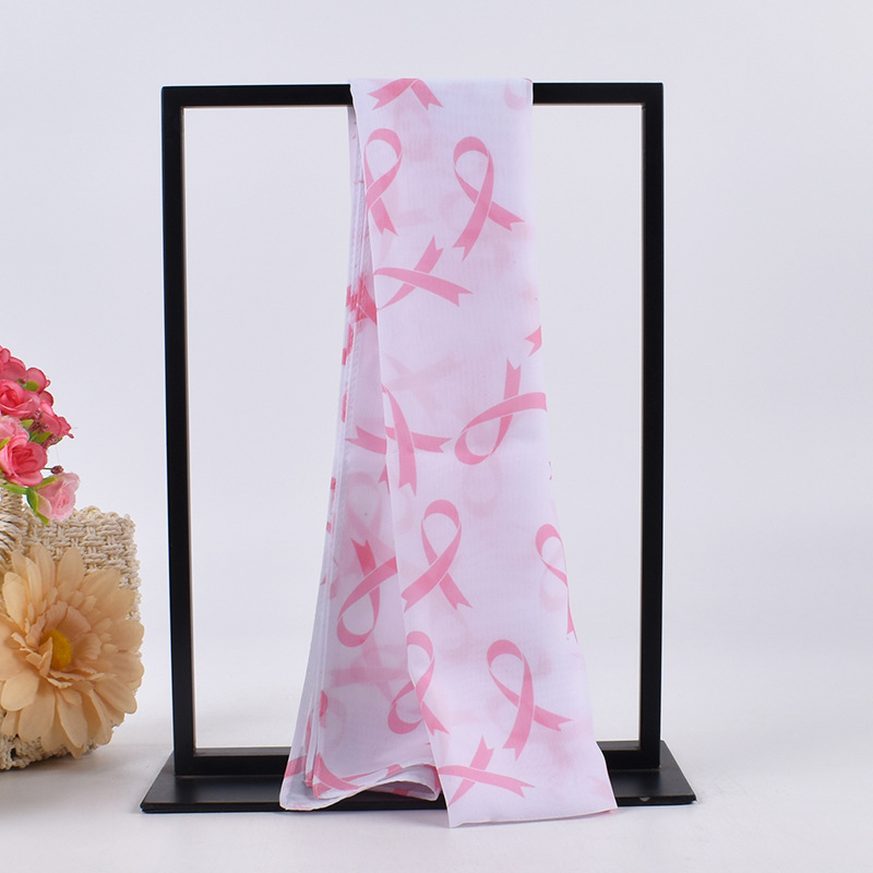 Șal din chiffon pentru femei, cu imprimeu cu fundă, ușor și respirabil, 150×35 cm, 100% poliester
