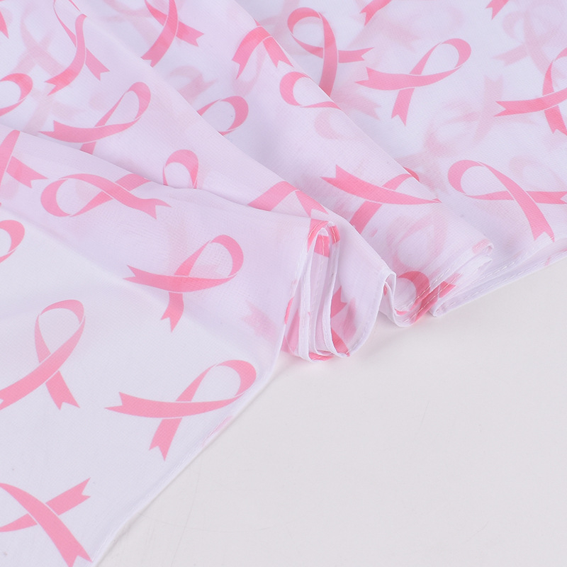 Șal din chiffon pentru femei, cu imprimeu cu fundă, ușor și respirabil, 150×35 cm, 100% poliester